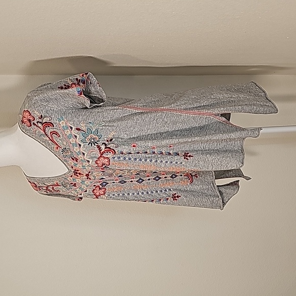 Johnny Was Tua Knit Drape Top Shirt Blouse Short Sleeve V-neck Pullover Floral S - Picture 5 of 16